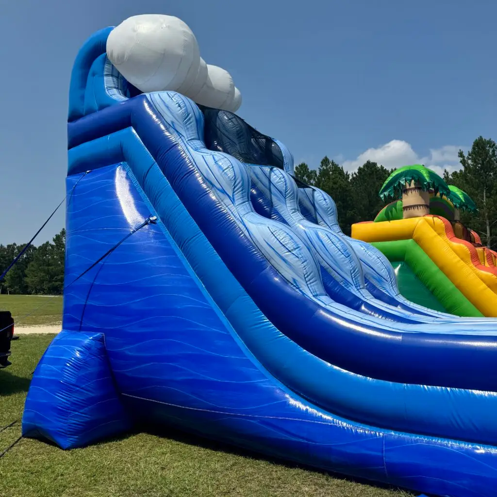 Large inflatable water slide rental set up in Dallas GA by Marques Amusement Company