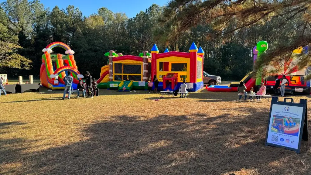 Outdoor bounce house and inflatable fall festival in Lithia Springs GA by Marques Amusement Company
