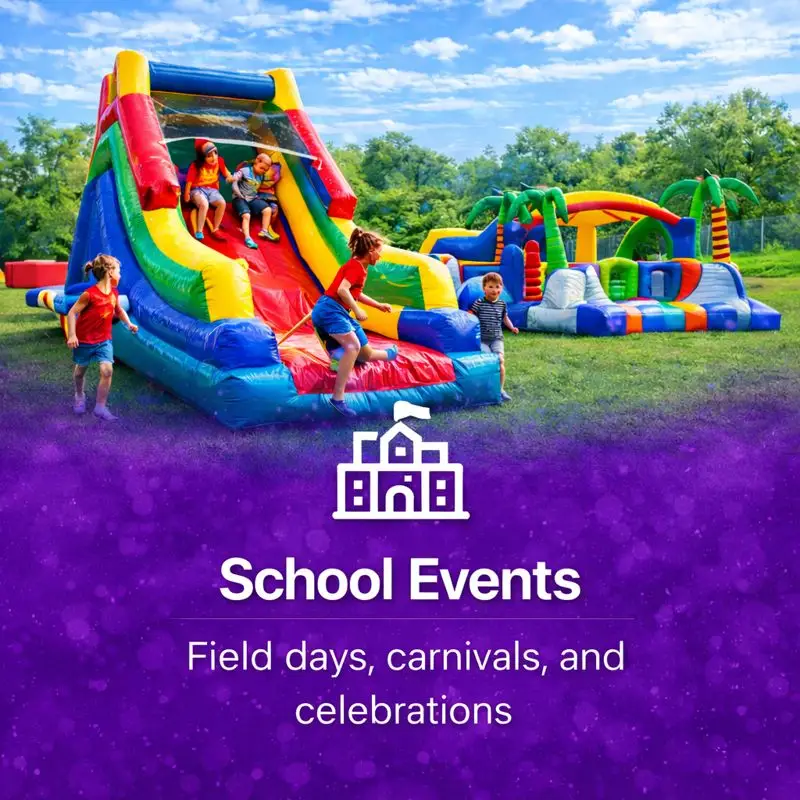 School bounce house rentals in Atlanta for field days, school carnivals, and celebrations