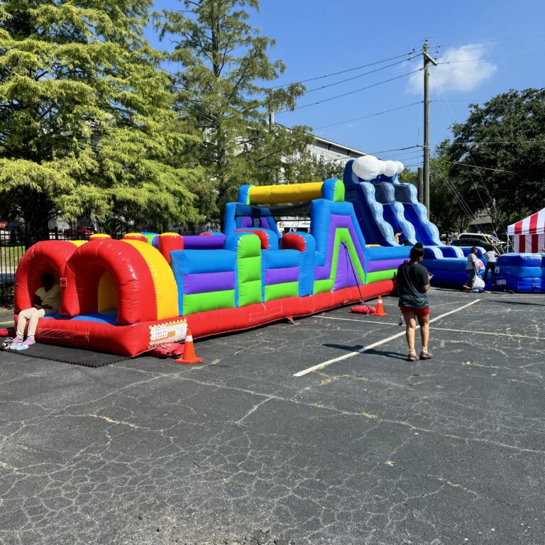 Large obstacle course rentals in Douglasville, GA set up for a school and community event