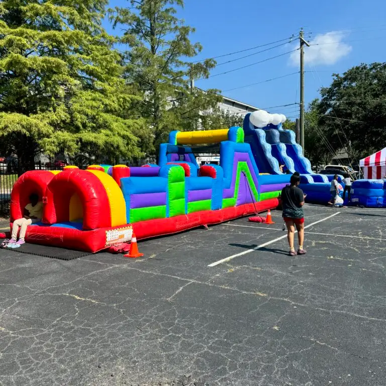 Large obstacle course rentals in Lithia Springs, GA set up for a school and community event