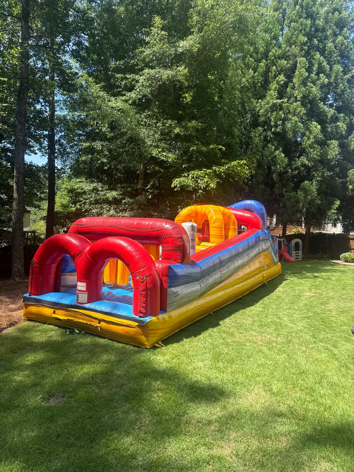 Colorful inflatable obstacle challenge game