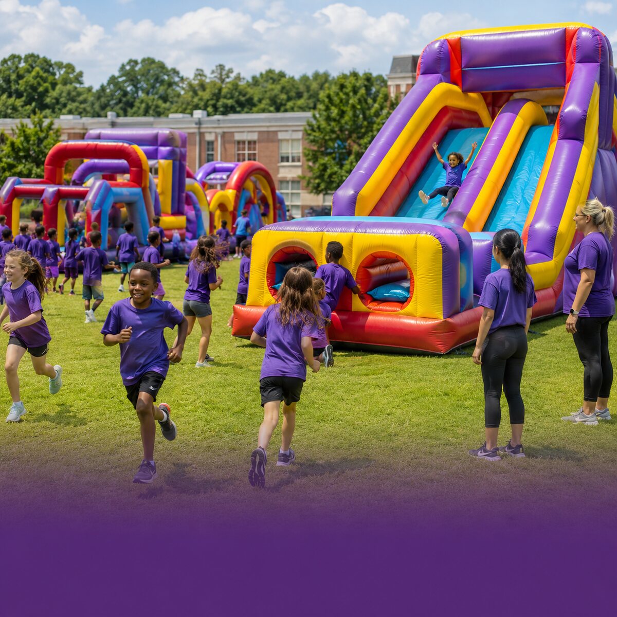 Students enjoying a supervised school field day
