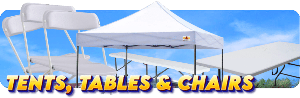 Tents, tables, and chairs for rent from The Marques Amusement Company
